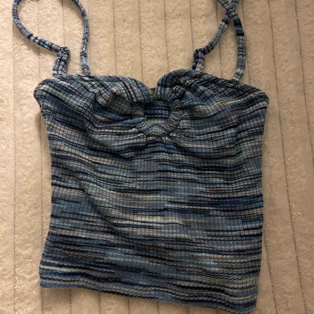 Blue Striped Summer Crop Top
